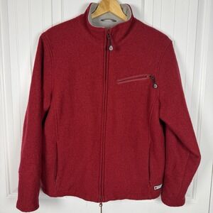 Woolrich Women's Full Zip Mock Neck Ruby Red‎ 100% Wool Jacket Outdoor Large